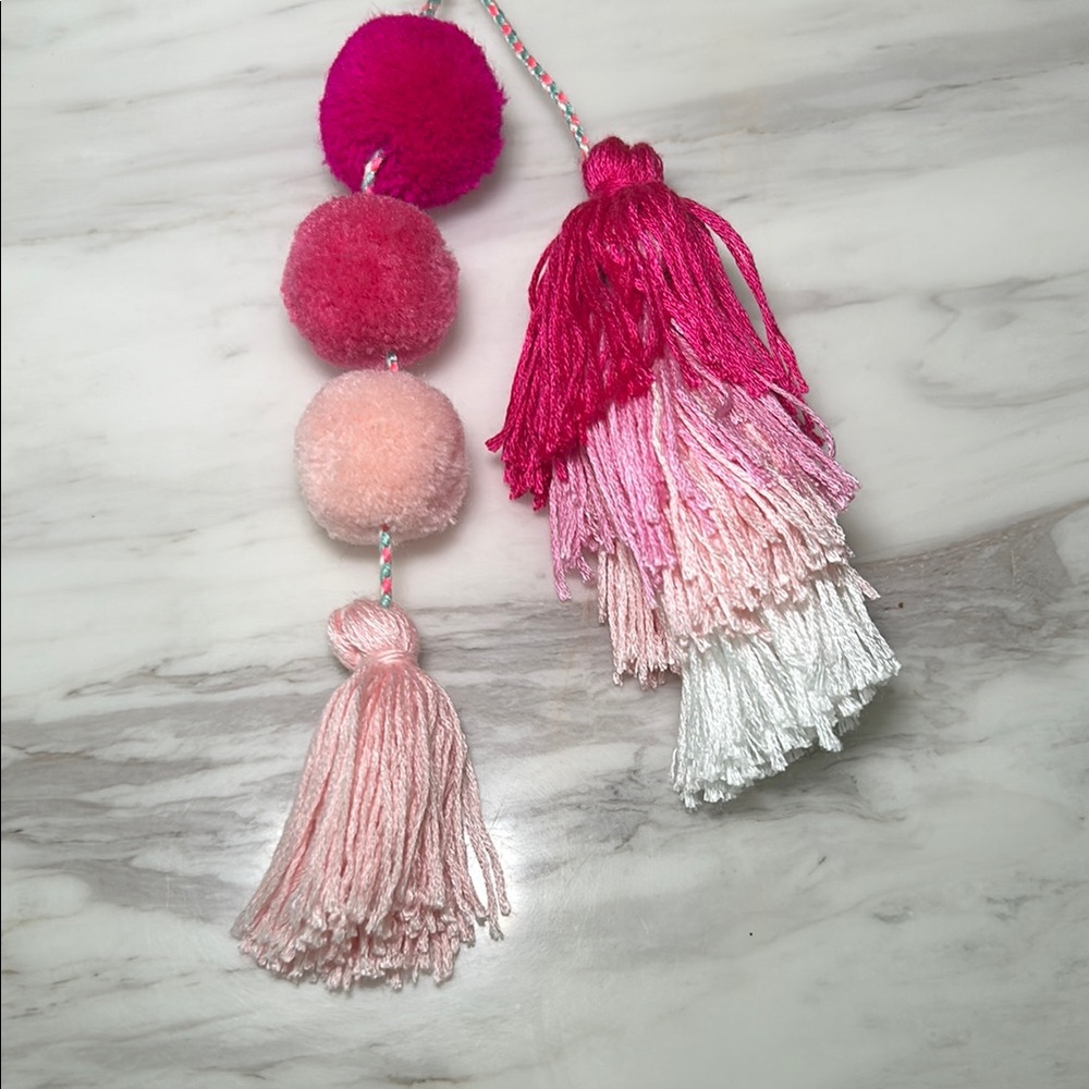 Colorful Pink Tassel Bag Charm - Picture 6 of 9